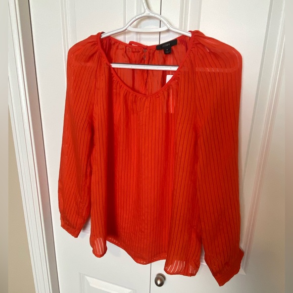 NWT J.Crew orange sheer lined tie-back top - Picture 7 of 8